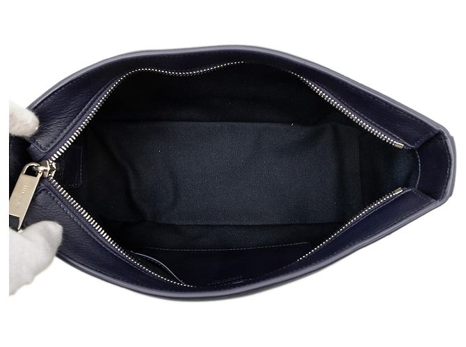Salvatore Ferragamo Pouch morbida in pelle blu Ferragamo Blu navy - vista 4