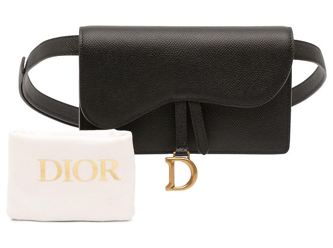 Autre Marque Bolsa de cinto Saddle Dior em pele de vitelo granulada preta Preto - vista 7