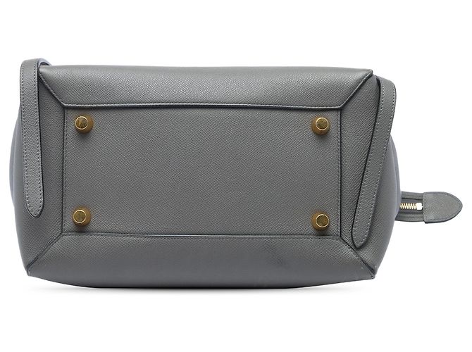 Belt Bag Céline Celine Mini Gürteltasche aus körnigem Kalbsleder Grau Braun Anthrazitgrau - Ansicht 3