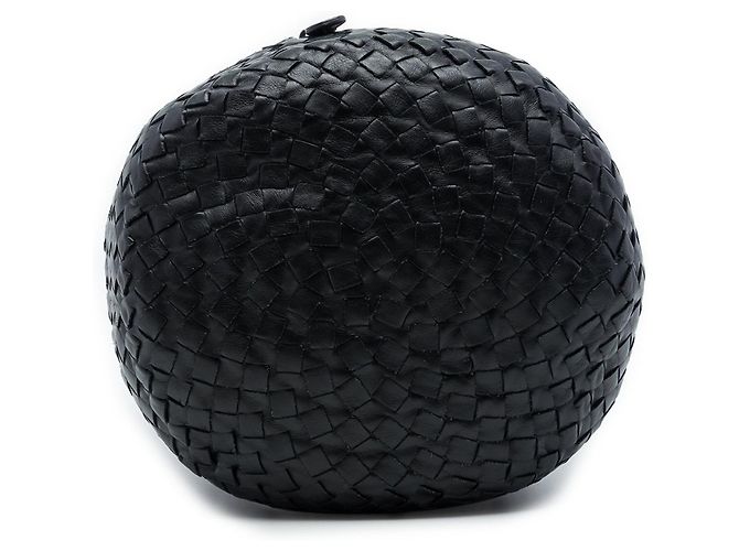 Borsa a secchiello Bottega Veneta in Nappa Intrecciato nera con zip frontale e coulisse Nero - vista 3