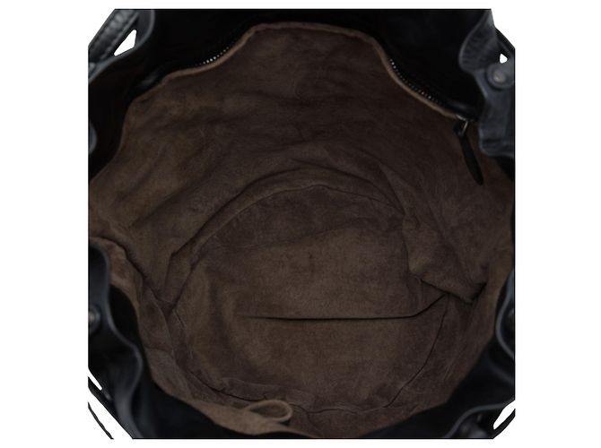 Borsa a secchiello Bottega Veneta in Nappa Intrecciato nera con zip frontale e coulisse Nero - vista 4