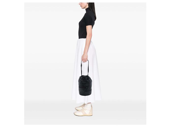 Borsa a secchiello Bottega Veneta in Nappa Intrecciato nera con zip frontale e coulisse Nero - vista 6