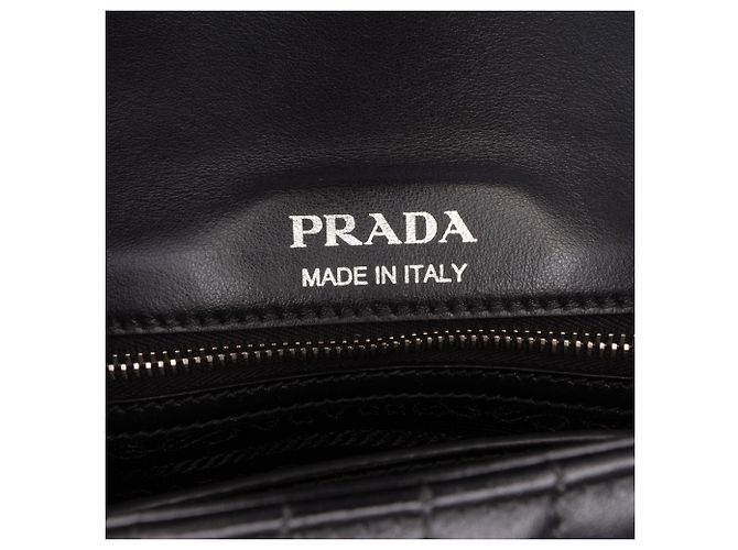 Prada Mini Borsa a Tracolla in Pelle di Vitello Soft Calf Impunture Diagramme Nera Nero - vista 5