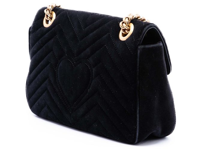 Borsa a tracolla Gucci GG Marmont Matelassé in velluto nero Medium - vista 2