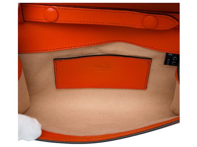 Gucci Mini Borsa a Tracolla Horsebit 1955 Web in pelle arancione - vista 4