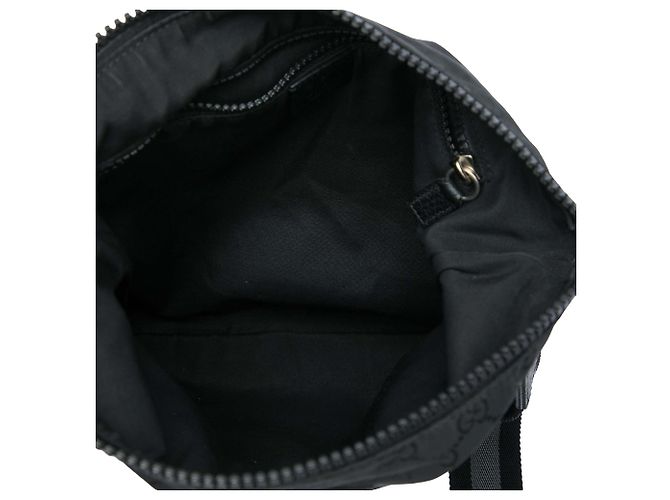 Borsa a tracolla Gucci in nylon GG nero con banda Web - vista 4
