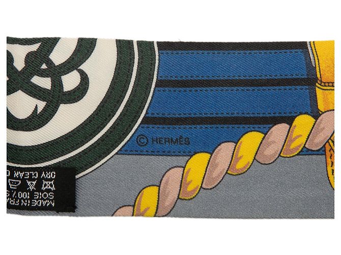Lenço Twilly de seda Hermès Blue Grande Tenue - vista 3