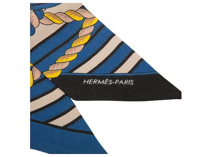 Lenço Twilly de seda Hermès Blue Grande Tenue - vista 4