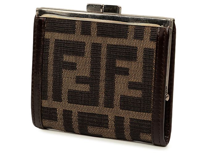 Fendi Brown Zucca Canvas Kiss Lock Geldbörse Braun - Ansicht 2