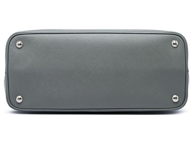 Prada Gray Medium Saffiano Cuir Double Satchel Braun Grau - Ansicht 3