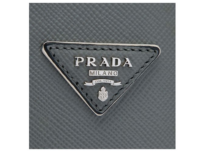 Prada Gray Medium Saffiano Cuir Double Satchel Braun Grau - Ansicht 5