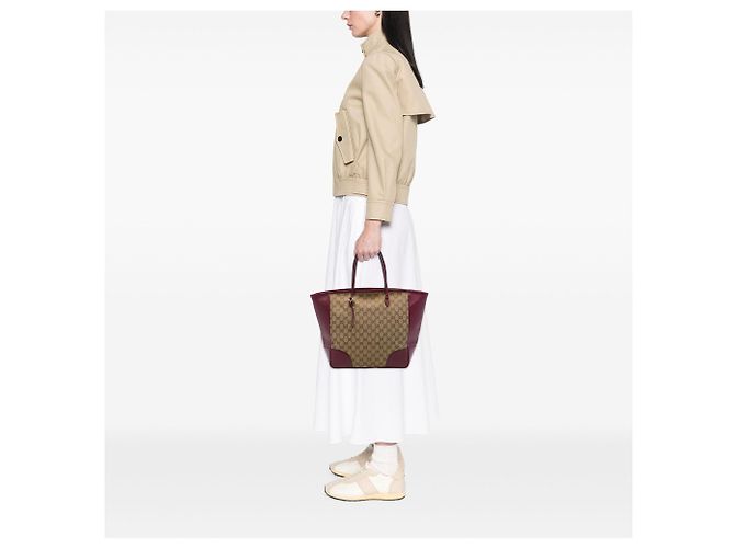Borsa Tote Gucci Bree in tela GG beige e vitello - vista 6