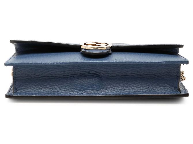 Cartera con cadena Gucci Blue Dollar en piel de becerro con G entrelazadas Azul - vista 3