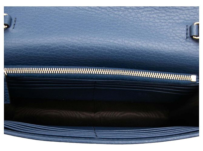 Cartera con cadena Gucci Blue Dollar en piel de becerro con G entrelazadas Azul - vista 4