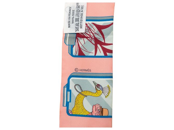 Pañuelo de seda Twilly Hermès Pink Story Rosa - vista 3