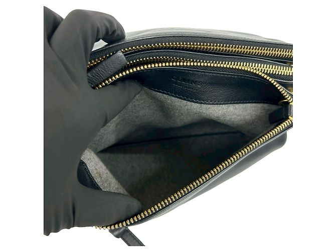 Céline Celine Trio Crossbody Small in pelle di agnello nera Nero - vista 4
