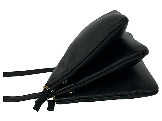 Céline Celine Trio Crossbody Small in pelle di agnello nera Nero - vista 5