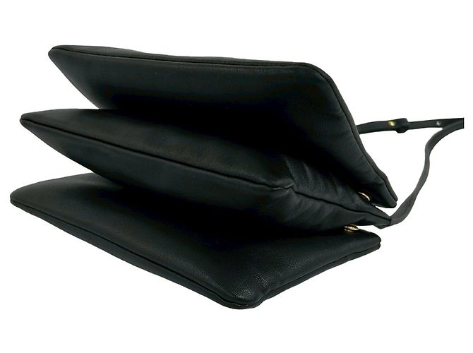 Céline Celine Trio Crossbody Small in pelle di agnello nera Nero - vista 8