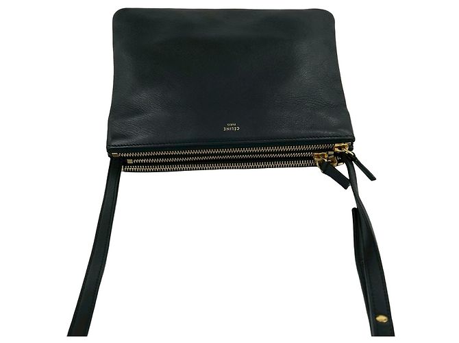 Céline Celine Trio Crossbody Small in pelle di agnello nera Nero - vista 9