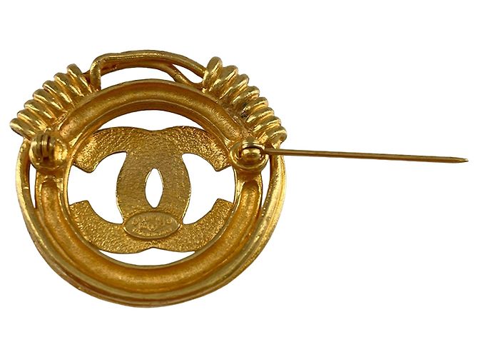 Chanel CC Runde Brosche Gold Gold Plated Golden - Ansicht 2