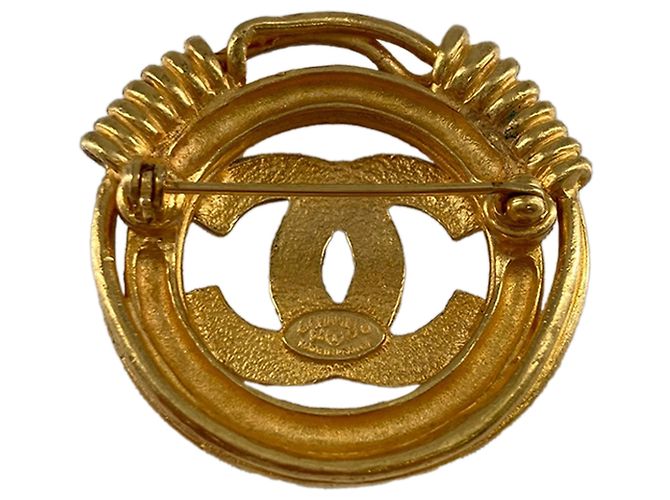 Chanel CC Runde Brosche Gold Gold Plated Golden - Ansicht 3