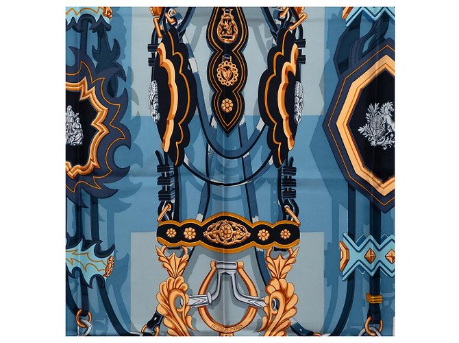 Lenço de seda Hermès Blue Brides et Destin 90 Azul Azul claro - vista 2