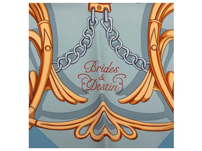 Lenço de seda Hermès Blue Brides et Destin 90 Azul Azul claro - vista 3