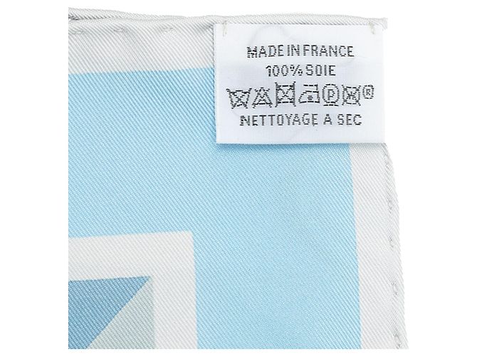 Lenço de seda Hermès Blue Brides et Destin 90 Azul Azul claro - vista 4