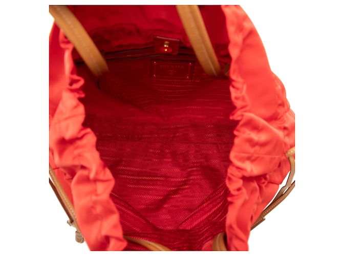 Bolso Tote Prada Red Tessuto Logo con cordón Roja - vista 4