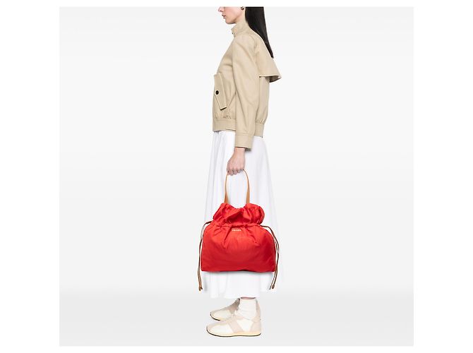 Bolso Tote Prada Red Tessuto Logo con cordón Roja - vista 6