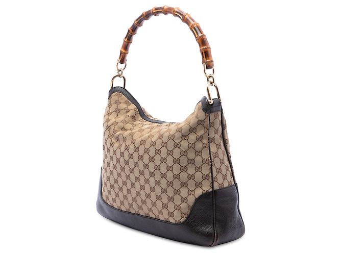 Borsa Gucci Diana in tela GG beige con manico in bambù - vista 2