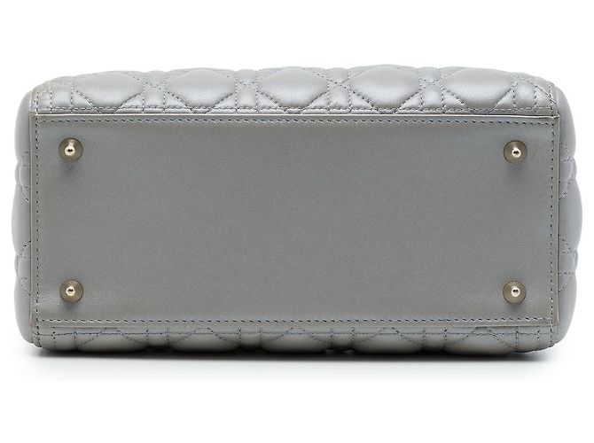 Autre Marque Dior Gray Medium Pearlescent Lambskin Cannage Lady Dior Castaño - vista 3