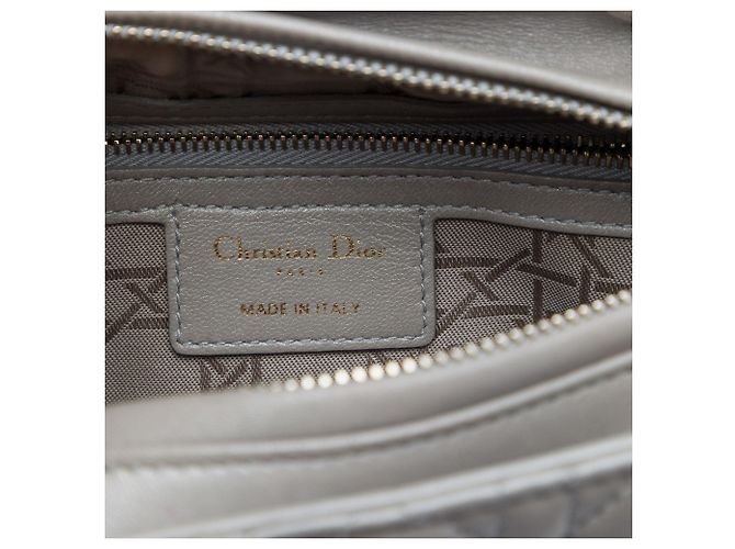 Autre Marque Dior Gray Medium Pearlescent Lambskin Cannage Lady Dior Castaño - vista 5