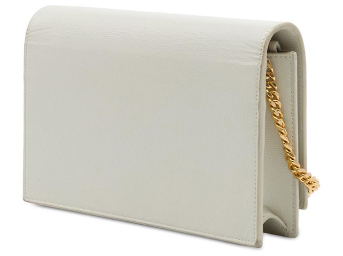 Autre Marque Saint Laurent White Grain de Poudre Monogram Kate Tassel Wallet on Chain Weiß Aus weiß - Ansicht 2