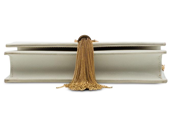 Autre Marque Saint Laurent White Grain de Poudre Monogram Kate Tassel Wallet on Chain Weiß Aus weiß - Ansicht 3