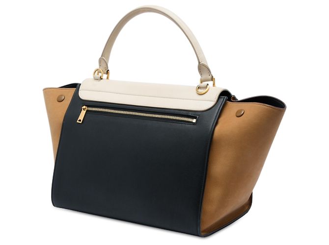 Céline Celine Trapeze Satchel aus tricolor Leder in Schwarz, Größe Medium - Ansicht 2