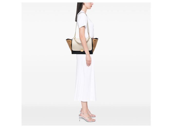 Céline Celine Trapeze Satchel aus tricolor Leder in Schwarz, Größe Medium - Ansicht 5
