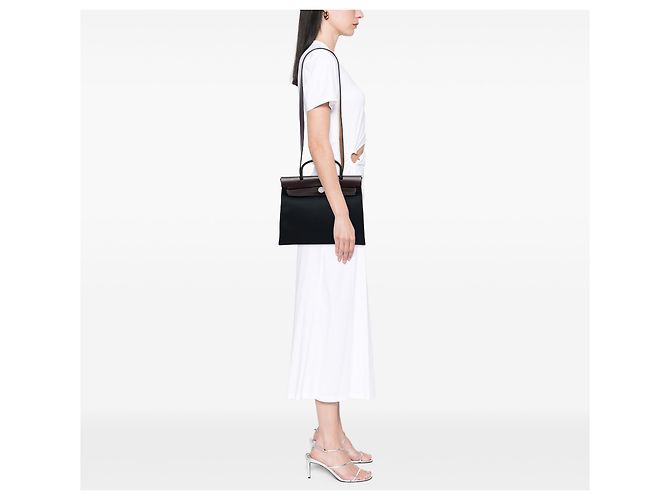 Hermès Black Toile Herbag Zip 31 Preto - vista 6