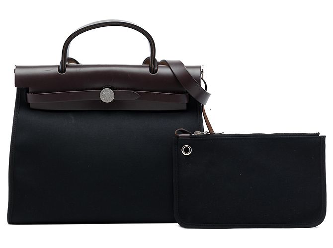 Hermès Black Toile Herbag Zip 31 Preto - vista 7