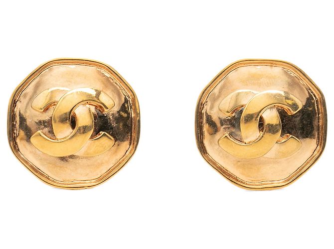 Orecchini a clip rotondi placcati oro Chanel Gold CC D'oro - vista 2
