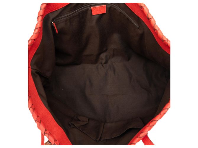 Sac cabas tressé Peggy Gucci en cuir de veau rouge - view 4