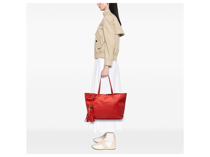 Sac cabas tressé Peggy Gucci en cuir de veau rouge - view 7