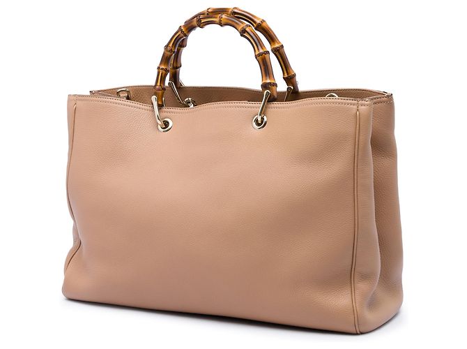 Borsa Gucci Bamboo Shopper grande in pelle di vitello marrone Carne - vista 2