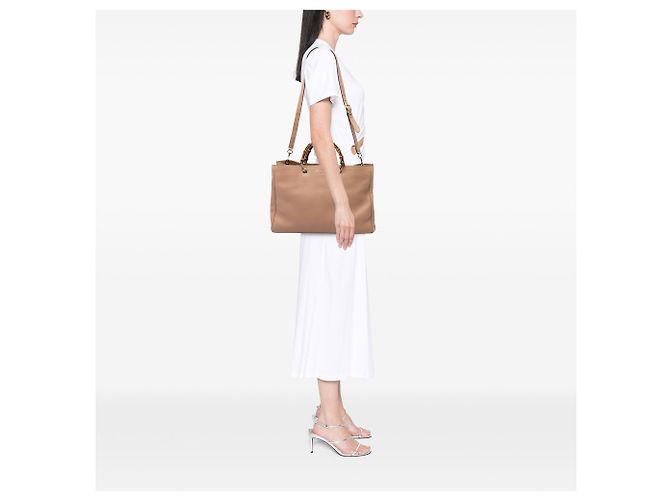 Borsa Gucci Bamboo Shopper grande in pelle di vitello marrone Carne - vista 5