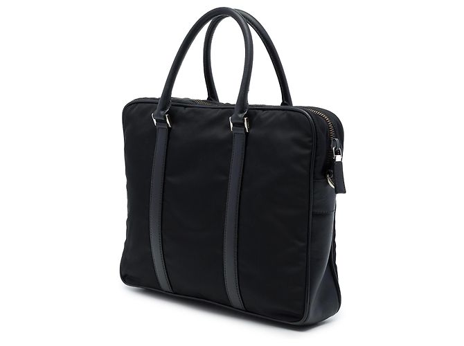 Borsa business Prada in Tessuto con rifiniture in Saffiano nero - vista 2