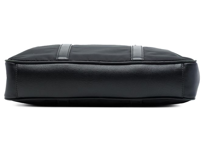Borsa business Prada in Tessuto con rifiniture in Saffiano nero - vista 3