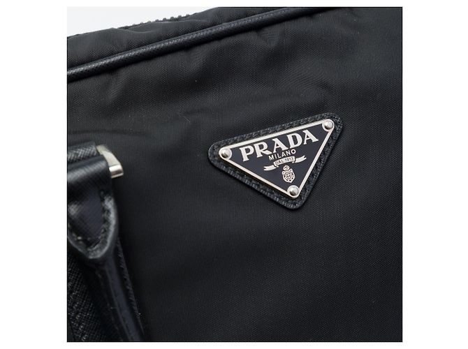 Borsa business Prada in Tessuto con rifiniture in Saffiano nero - vista 5