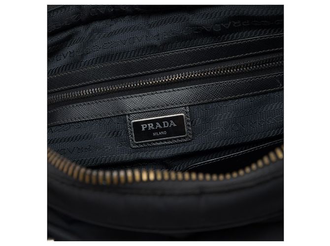 Borsa business Prada in Tessuto con rifiniture in Saffiano nero - vista 6