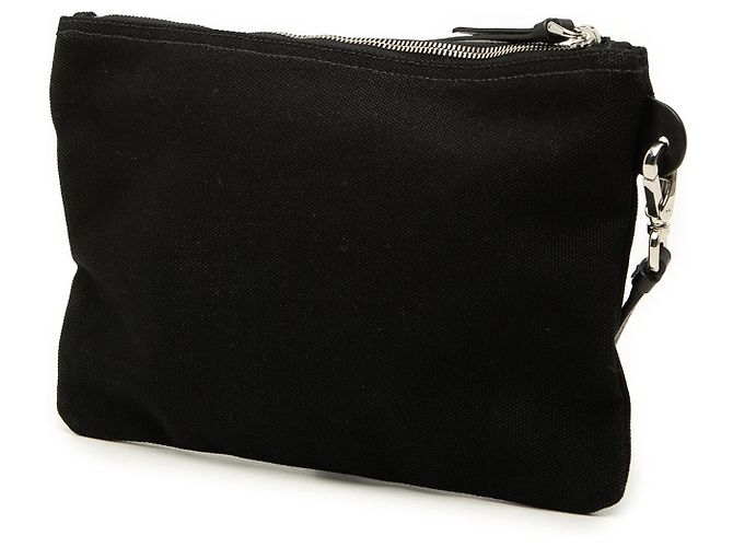 Prada Logo Wristlet Pouch aus schwarzem Canapa Canvas - Ansicht 2