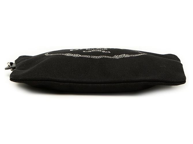 Prada Logo Wristlet Pouch aus schwarzem Canapa Canvas - Ansicht 3